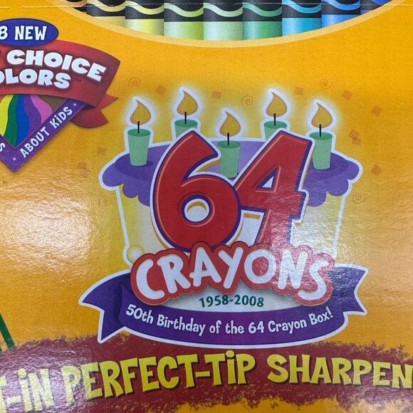 Crayola Crayons 50th Birthday Edition 64 Unopened Box Built In Sharpener 2008 - Picture 11 of 11